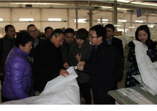 中國羽絨工業(yè)協(xié)會(huì)姚小蔓理事長、京東商城服飾家居事業(yè)部周總一行到鴻潤考察指導(dǎo)